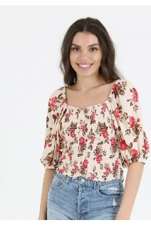 SMOCKED TOP WITH BILLOW SLEEVE ...